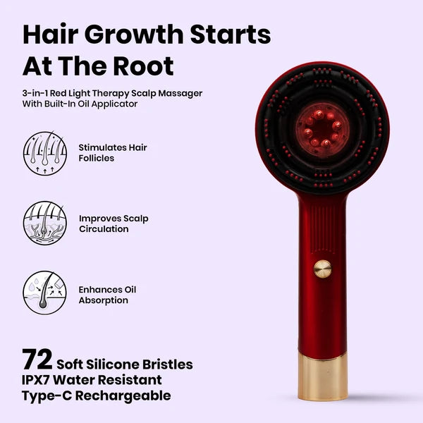3-in-1 Red Light Scalp Massaging Comb