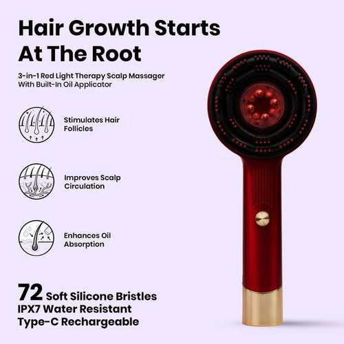 3-in-1 Red Light Scalp Massaging Comb